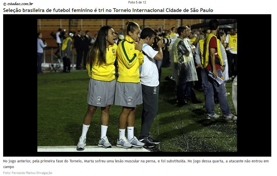 Marta não jogou essa partida final, por estar com lesão muscular