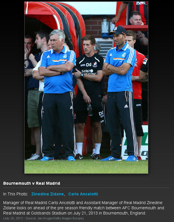 Equipe técnica do Real Madrid no jogo BournemouthxReal-Madrid