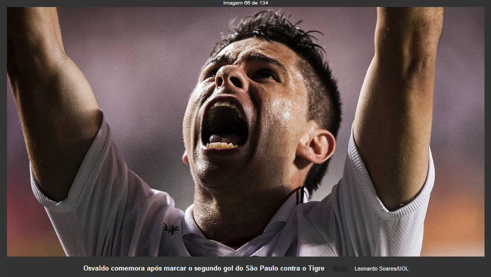 um belíssimo gol do Osvaldo aos 27', de cobertura, ainda no 1º tempo, no campeonato sul-americano de 2012
