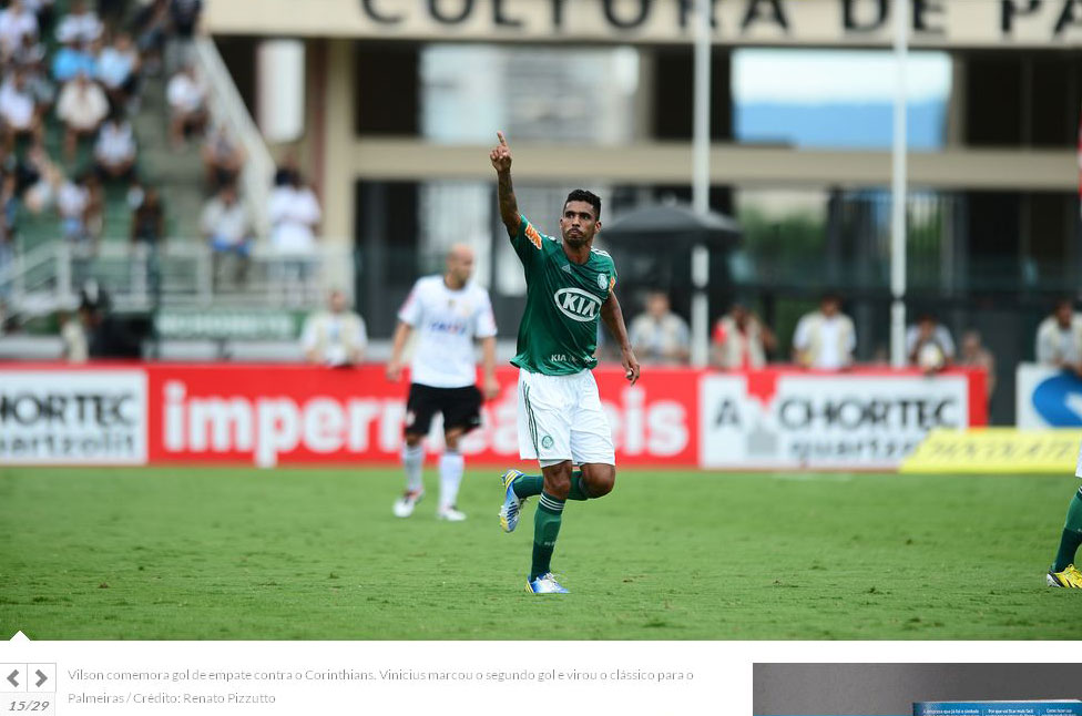 Foto: Vilson, do Palmeiras, comemora o gol contra o Corintians