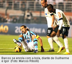 Barcos se atrapalha e cai no jogo Corinthians2x0Grêmio