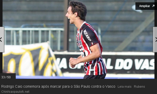 Do escanteio de Jadson Rodrigo Caio, do spfc, cabeceou e gol Vasco0x2São Paulo