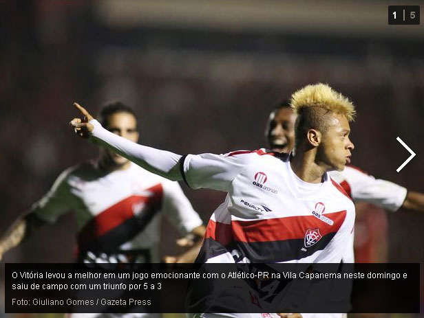 William Henrique, do Vitória, no jogo Atlético-PR3x5Vitória