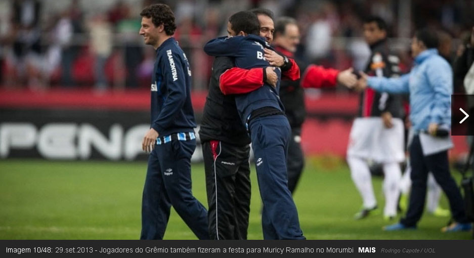 Jogadores do Grêmio também fizeram a festa para Muricy Ramalho no Morumbi