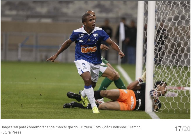 Borges, do Cruzeiro, comemora seu gol no jogo Cruzeiro4x0Portuguesa