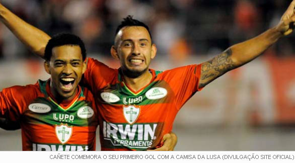 Cañete comemora seu gol Portuguesa1x1Internacional