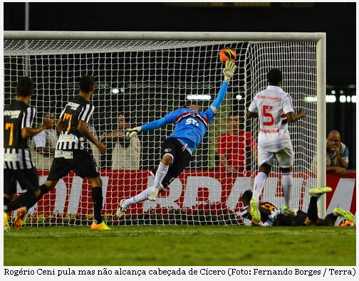 Santos comemoram o gol do Cicero