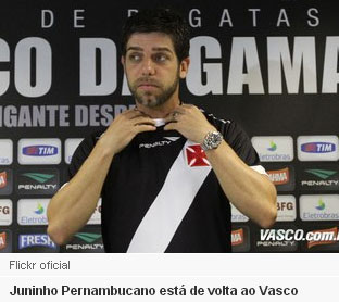 Adoro ver Juninho Pernambucano jogar, o vi pela 1ª vez na Copa das Confederações em 2005, uma inesquecível Copa também com o inesquecível Ronaldinho Gaúcho. Espero que o Juninho consiga ajudar o Vasco.