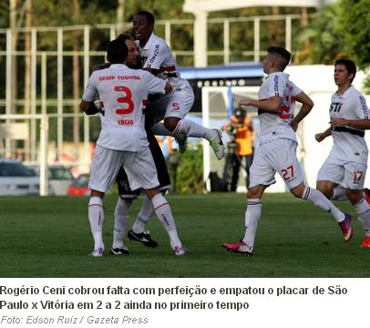 Cobrança de falta e o spfc empata o jogo no 1º tempo