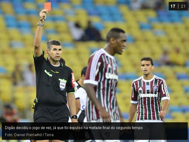 Digão sendo expulso por falta em Andre no jogo Fluminense1x3Vasco