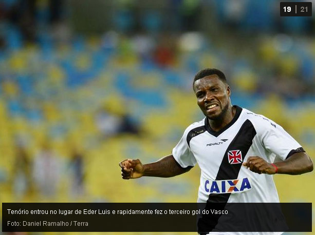 Tenório comemora seu gol no jogo Fluminense1x3Vasco