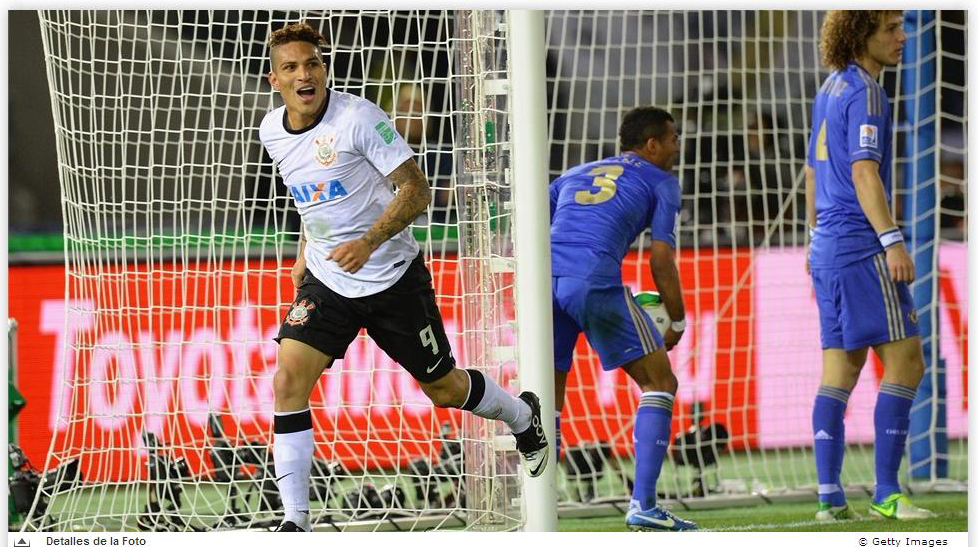 Paolo Guerrero, o que fez os gols da vitória do Corinthinas, no Mundial de Clubes 2012