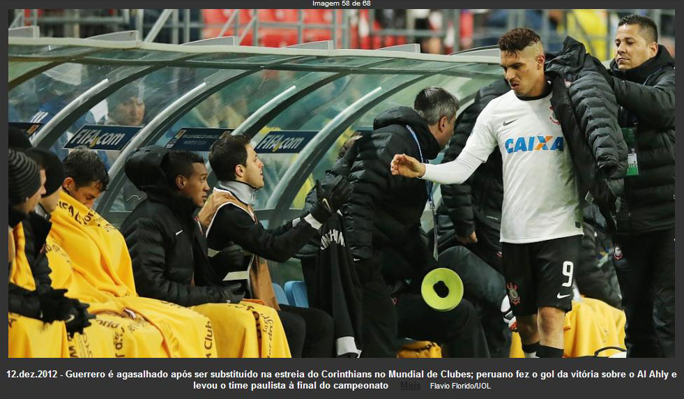 Paolo Guerrero, o que fez os gols da vitória do Corinthinas, no Mundial de Clubes 2012