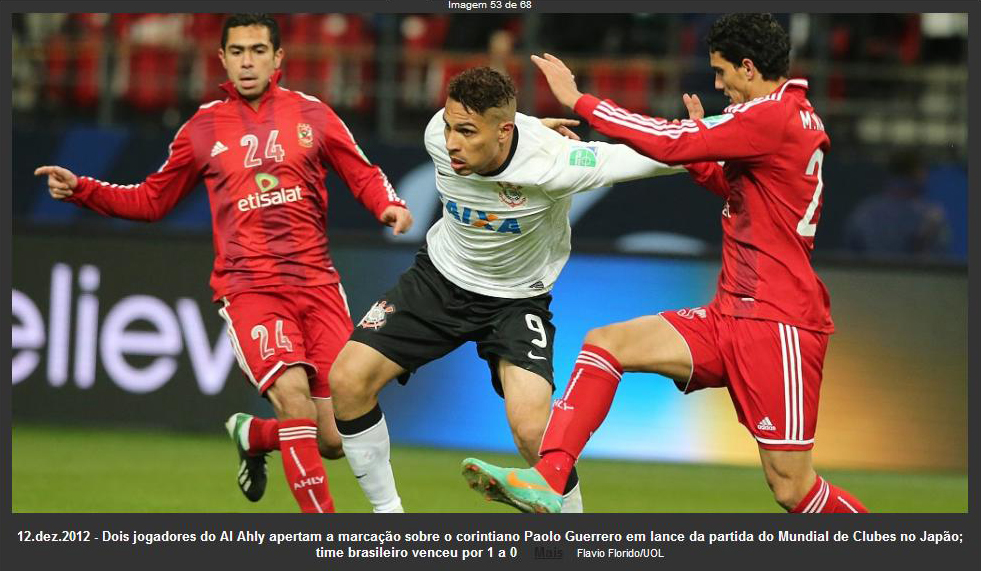 Paolo Guerrero, o que fez os gols da vitória do Corinthinas, no Mundial de Clubes 2012