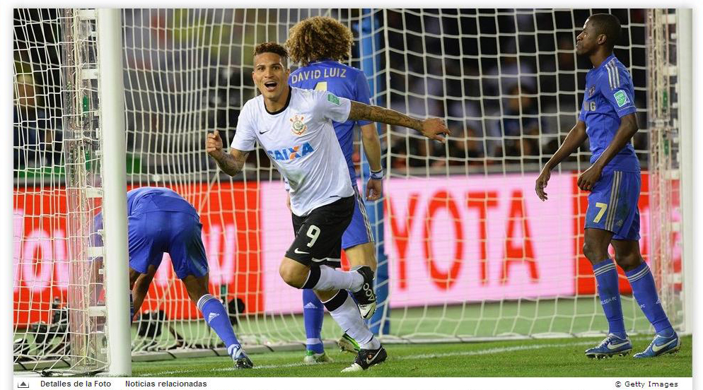 Paolo Guerrero, o que fez os gols da vitória do Corinthinas, no Mundial de Clubes 2012