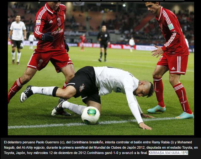 Paolo Guerrero, o que fez os gols da vitória do Corinthinas, no Mundial de Clubes 2012