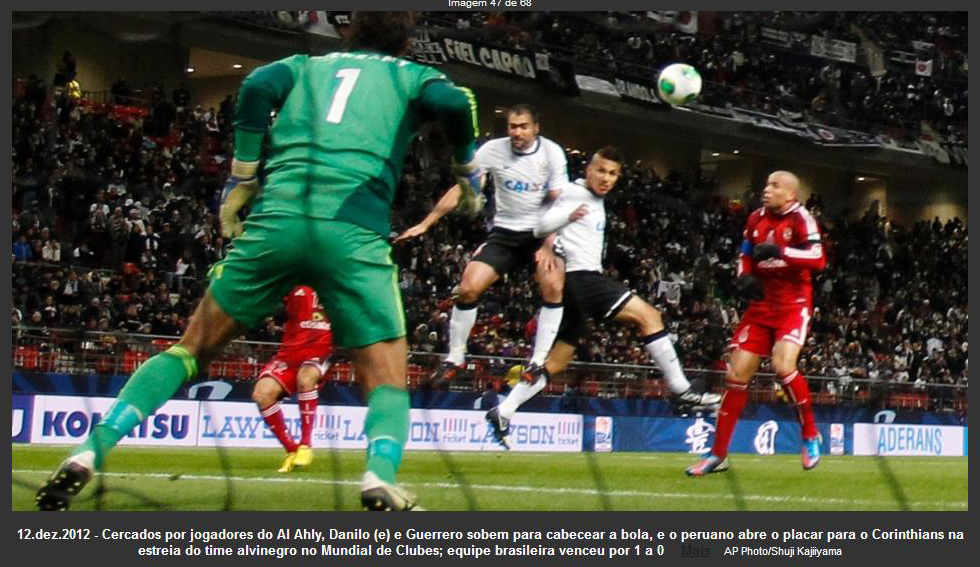 Paolo Guerrero, o que fez os gols da vitória do Corinthinas, no Mundial de Clubes 2012