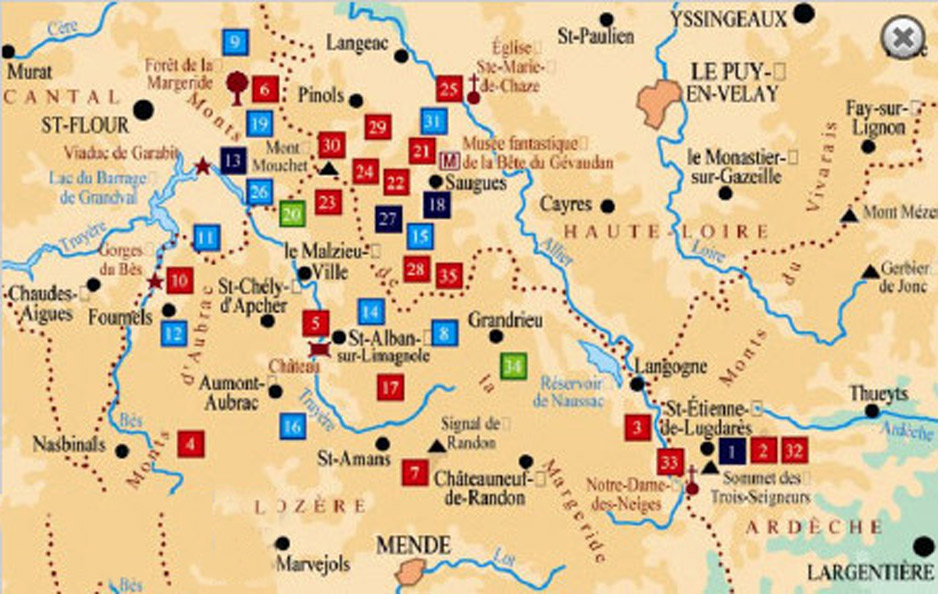 mapa dos locais onde aconteceram os ataques