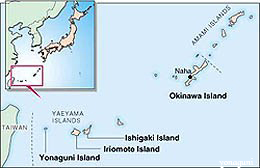 localização da ilha de Yonaguni localização da ilha de Yonaguni