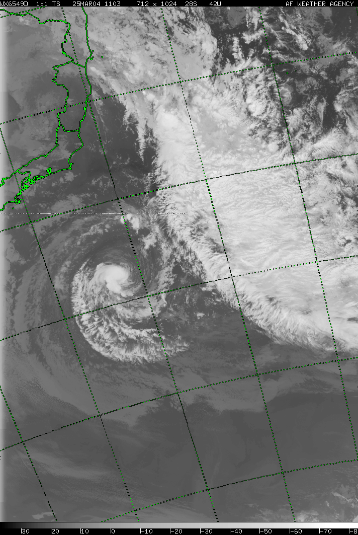 Imagem capturada no dia 25_3_11,03hUTCe  captada em 25/março/2.004, às 11,03UTC, pelo satélite DMSP-The Defense Meteorological Satellite Program.