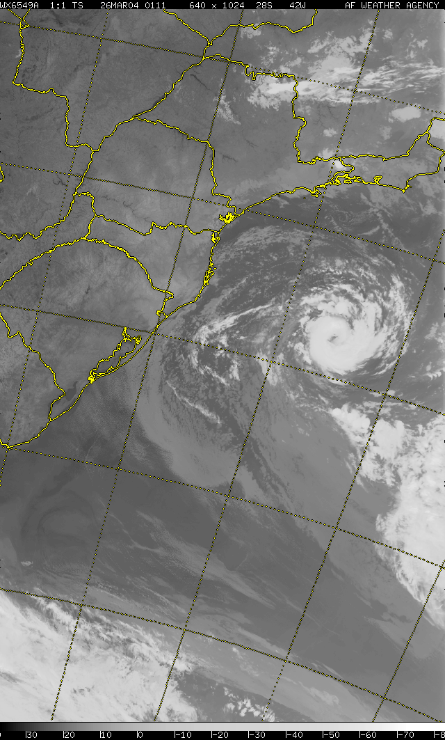 Imagem captada em 26/março/2.004, às 1,11UTC, pelo satélite DMSP-The Defense Meteorological Satellite Program