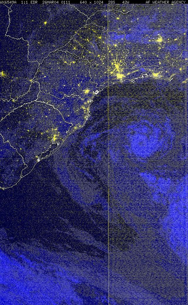 captada na noite de 26/março/2.004, às 1,11UTC, pelo satélite DMSP-The Defense Meteorological Satellite Program