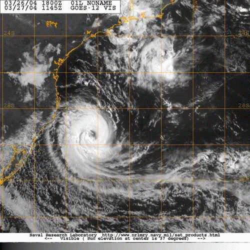 imagem capturada pelo satélite Goes-12 no dia 27março2.004, às 11,45 h