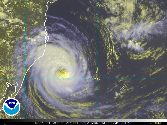 imagem captada pelo satélite Goes no dia 27março2.004, às 17,45hUTC