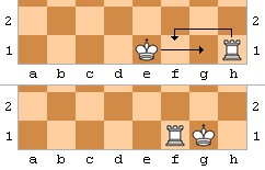 imagem mostrando o roque pequeno, no jogo de xadrez