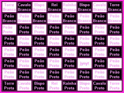 Tabuleiro para o jogo do xadrez, com as peças dispostas nominalmente Tabuleiro para o jogo do xadrez, com as peças dispostas nominalmente